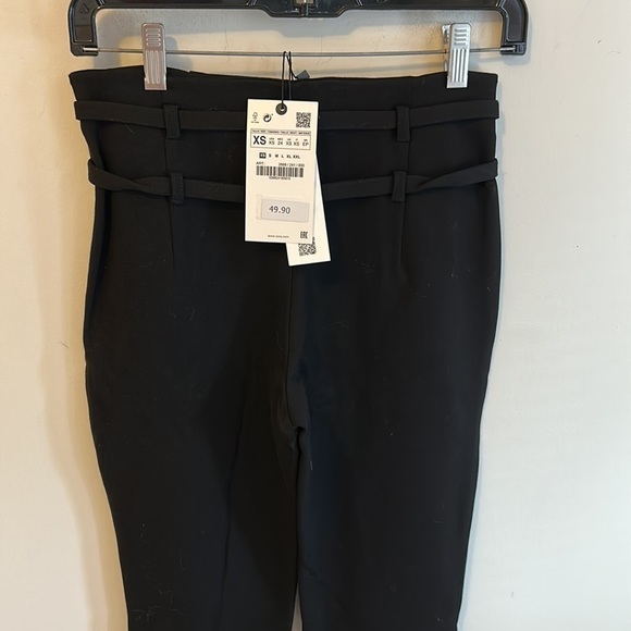 Zara Black Ponte Double Belted Ankle Slit Pants - Picture 7 of 10